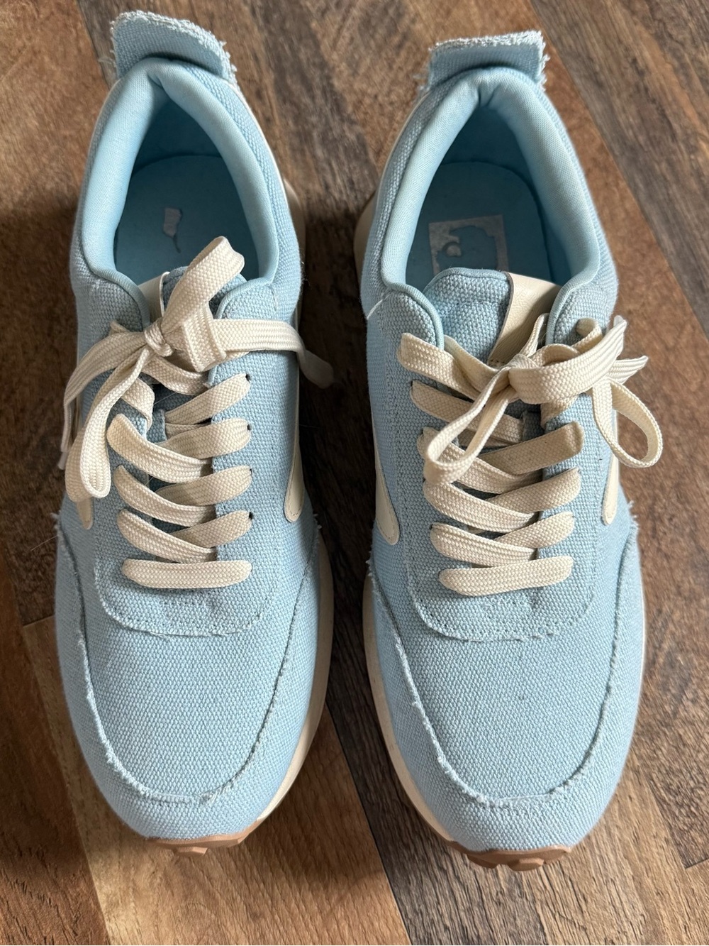 DV by Dolce Vita Light Blue and Cream Canvas Sneakers - Picture 2 of 4